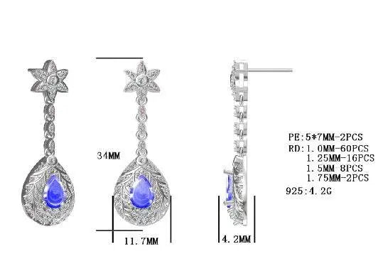 Sterling Silver Semi Mount Earrings Setting Pear PE 7X5mm - Syzjewelry