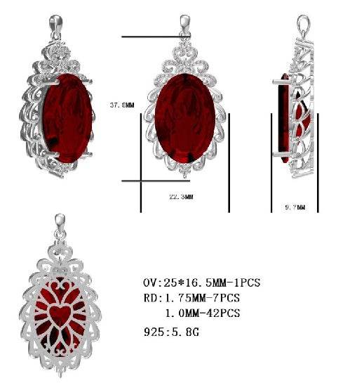 Sterling Silver Semi Mount Pendant Setting Oval OV 25X16.5mm - Syzjewelry