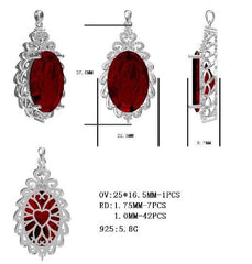 Sterling Silver Semi Mount Pendant Setting Oval OV 25X16.5mm - Syzjewelry