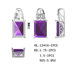 Sterling Silver Semi Mount Pendant Setting Emerald OCT 16X12mm - Syzjewelry