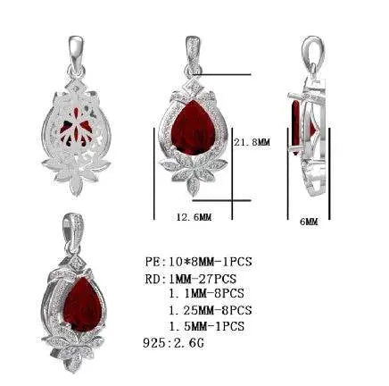 Sterling Silver Semi Mount Pendant Setting Pear PE 10X8mm - Syzjewelry