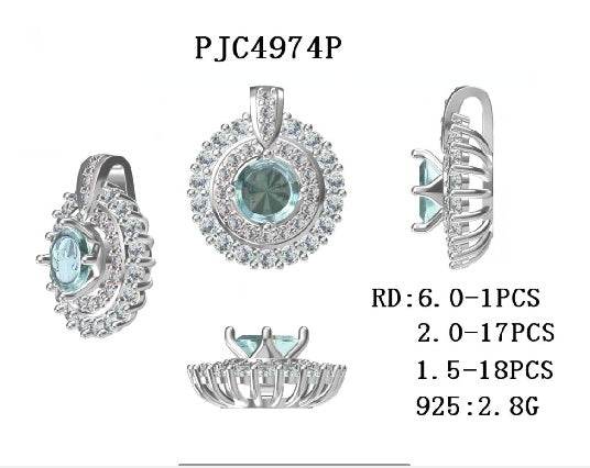 Sterling Silver Semi Mount Pendant Setting Round RD 6x6mm - Syzjewelry