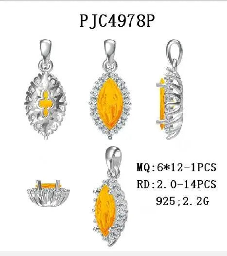 Sterling Silver Semi Mount Pendant Setting Marquise MQ 12X6mm Halo - Syzjewelry