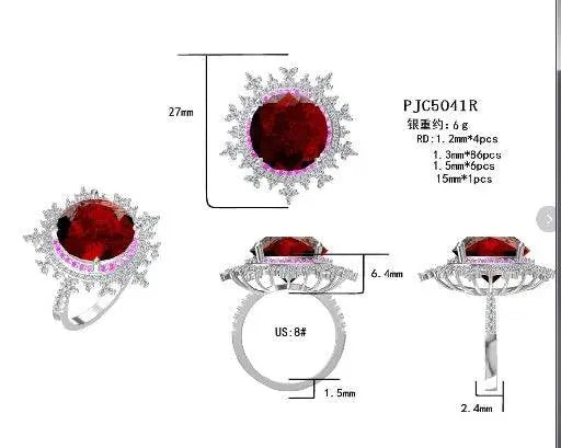 Sterling Silver Semi Mount Ring Setting Round RD 15x5mm - Syzjewelry