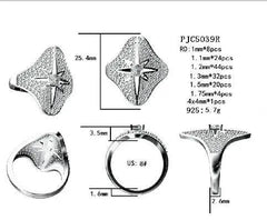 Sterling Silver Semi Mount Ring Setting Princess SQ 4X4mm - Syzjewelry