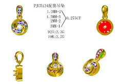 Sterling Silver Semi Mount Pendant Setting Round RD 3x3mm - Syzjewelry