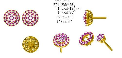 Sterling Silver Semi Mount Earrings Setting Round RD 1.7mm - Syzjewelry