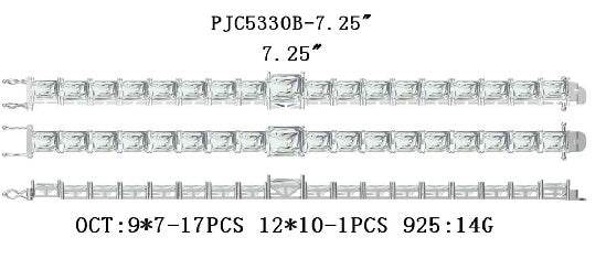 Sterling Silver Semi Mount Bracelet Setting Emerald OCT 12X10mm - Syzjewelry