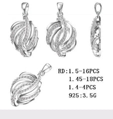 Sterling Silver Semi Mount Pendant Setting Round RD 1.5mm - Syzjewelry