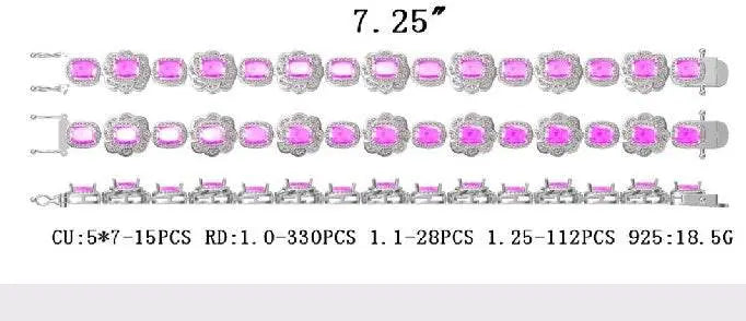 Sterling Silver Semi Mount Bracelet Setting Cushion CU 7X5mm - Syzjewelry