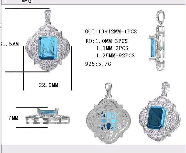 Sterling Silver Semi Mount Pendant Setting Emerald OCT 12X10mm - Syzjewelry