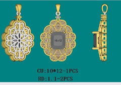 Sterling Silver Semi Mount Pendant Setting Cushion CU 12X10mm - Syzjewelry