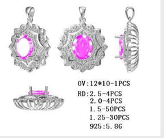 Sterling Silver Semi Mount Pendant Setting Oval OV 12X10mm - Syzjewelry