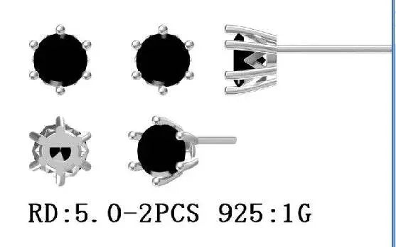 Sterling Silver Semi Mount Earrings Setting Round RD 5x5mm - Syzjewelry