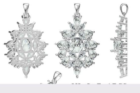 Sterling Silver Semi Mount Pendant Setting Oval OV 9X7mm - Syzjewelry