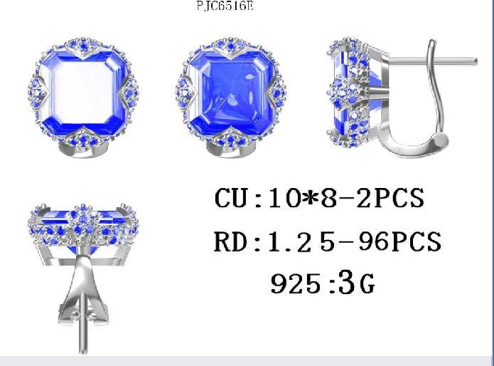 Sterling Silver Semi Mount Earrings Setting Cushion CU 10X10mm