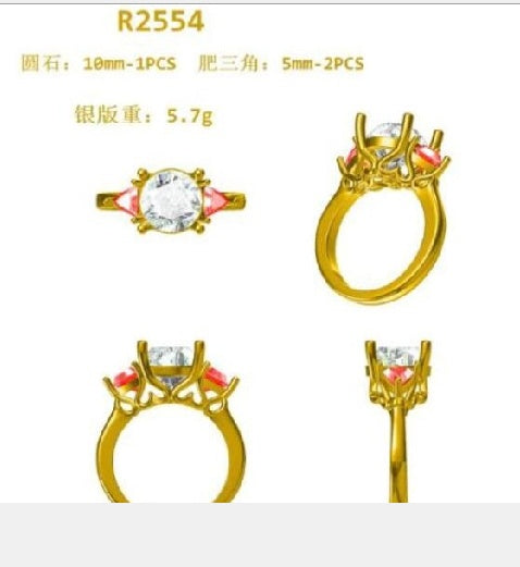Sterling Silver Semi Mount Ring Setting Round RD Center主石mm