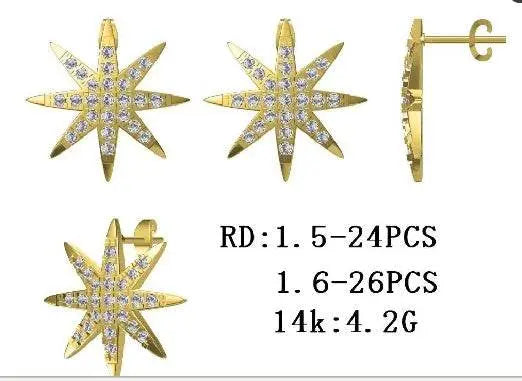 Sterling Silver Semi Mount Earrings Setting Round RD 1.6mm - Syzjewelry