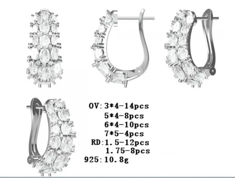 Sterling Silver Semi Mount Earrings Setting Oval OV 7X5mm - Syzjewelry