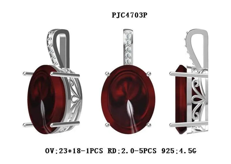 Sterling Silver Semi Mount Pendant Setting Oval OV 23X18mm - Syzjewelry