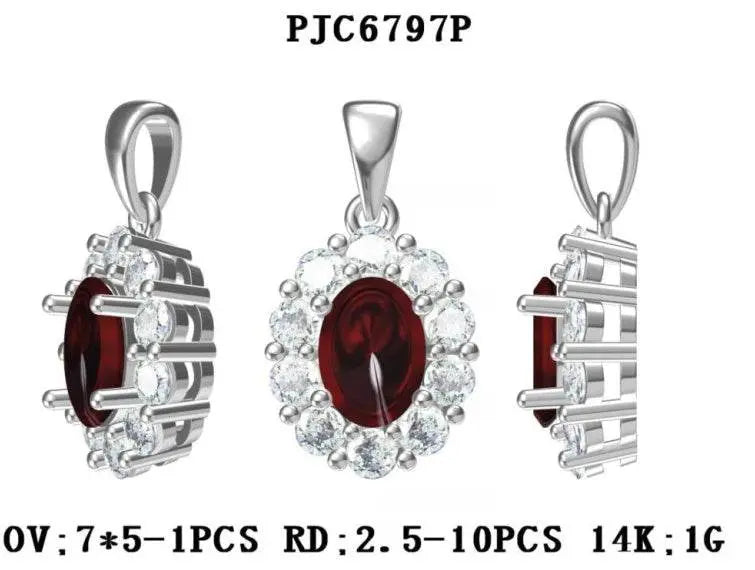 Sterling Silver Semi Mount Pendant Setting Oval OV 7X5mm - Syzjewelry