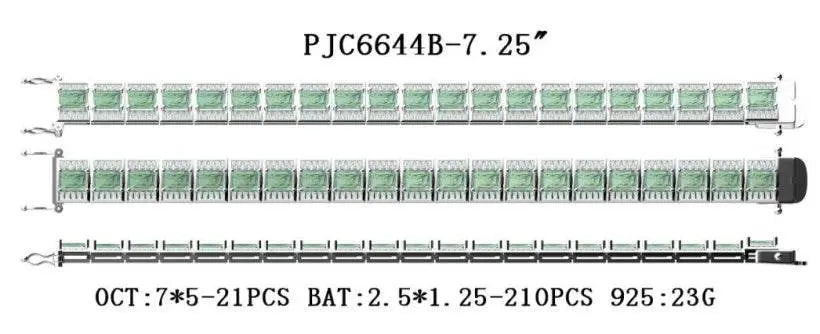 Sterling Silver Semi Mount Bracelet Setting Emerald OCT 7X5mm - Syzjewelry