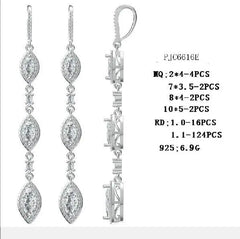 Sterling Silver Semi Mount Earrings Setting Marquise MQ 10X5mm Halo Dangle Drop - Syzjewelry