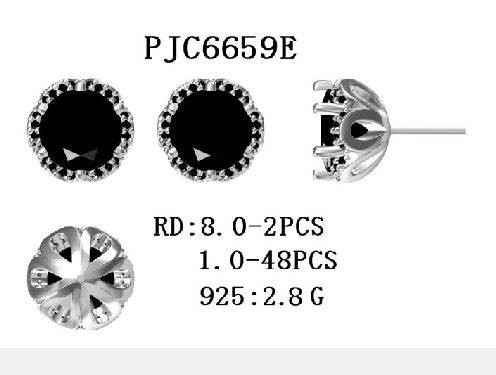 Sterling Silver Semi Mount Earrings Setting Round RD 8x8mm - Syzjewelry