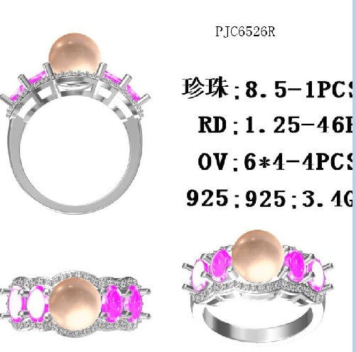 Sterling Silver Semi Mount Ring Setting Round RD Center主石mm