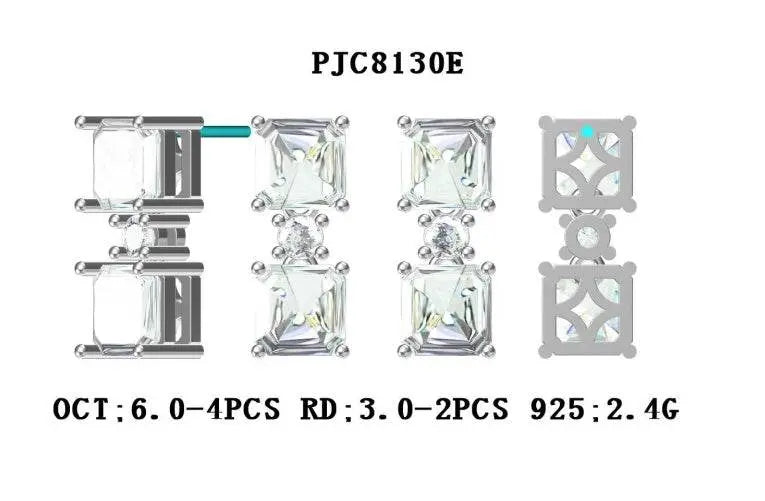 Sterling Silver Semi Mount Earrings Setting Emerald OCT 6X6mm - Syzjewelry