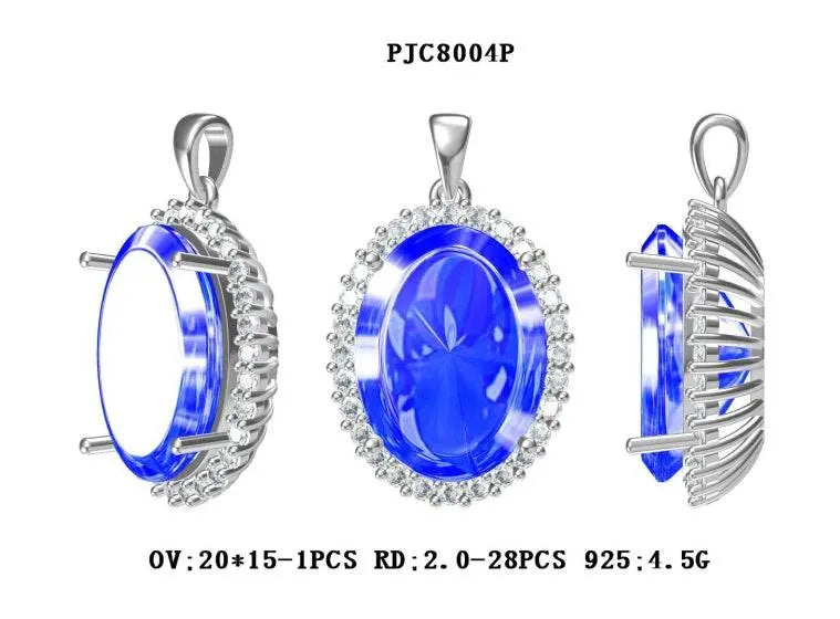 Sterling Silver Semi Mount Pendant Setting Oval OV 20X15mm - Syzjewelry