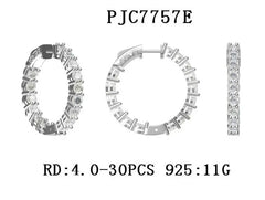 Sterling Silver Semi Mount Earrings Setting Round RD 4x4mm Hoop Earrings Inside Out - Syzjewelry