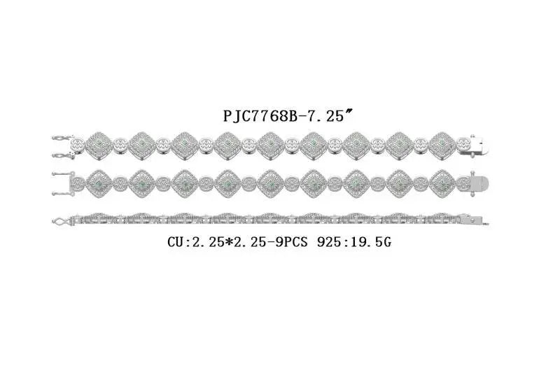 Sterling Silver Semi Mount Bracelet Setting Cushion CU 2.25X2.25mm - Syzjewelry