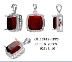 Sterling Silver Semi Mount Pendant Setting Cushion CU 12X12mm - Syzjewelry