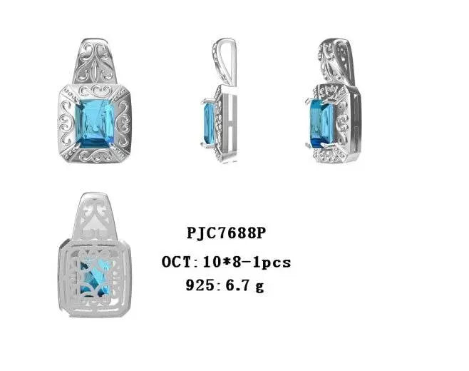 Sterling Silver Semi Mount Pendant Setting Emerald OCT 10X8mm - Syzjewelry