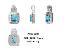 Sterling Silver Semi Mount Pendant Setting Emerald OCT 10X8mm - Syzjewelry