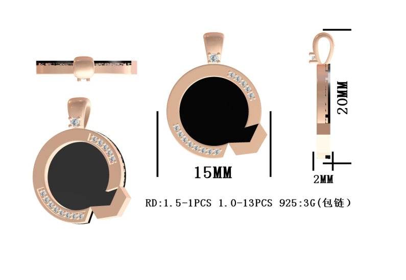 Sterling Silver Semi Mount Pendant Setting Round RD 1.5mm - Syzjewelry