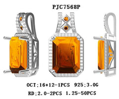 Sterling Silver Semi Mount Pendant Setting Emerald OCT 16X12mm - Syzjewelry