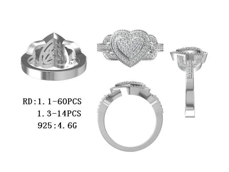 Sterling Silver Semi Mount Ring Setting Round RD Halo围镶mm - Syzjewelry