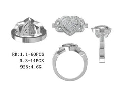 Sterling Silver Semi Mount Ring Setting Round RD Halo围镶mm - Syzjewelry