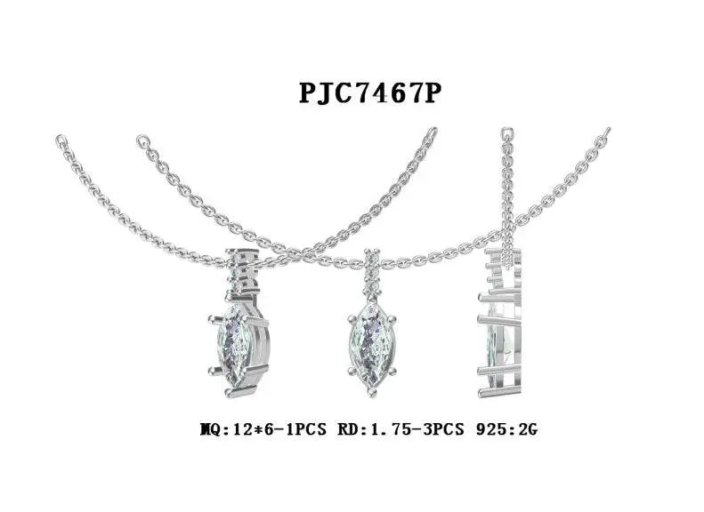 Sterling Silver Semi Mount Pendant Setting Marquise MQ 12X6mm - Syzjewelry