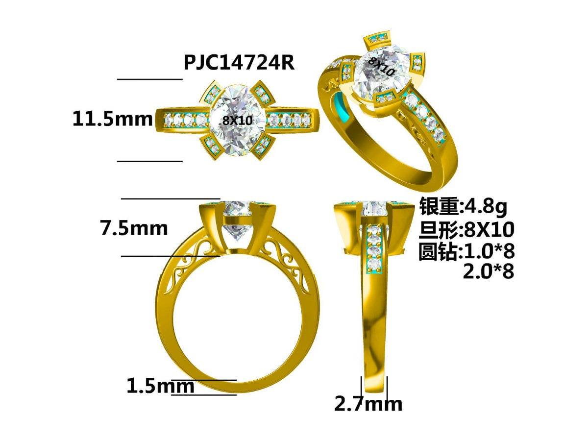 Sterling Silver Semi Mount Ring Setting Round RD Center主石mm - Syzjewelry