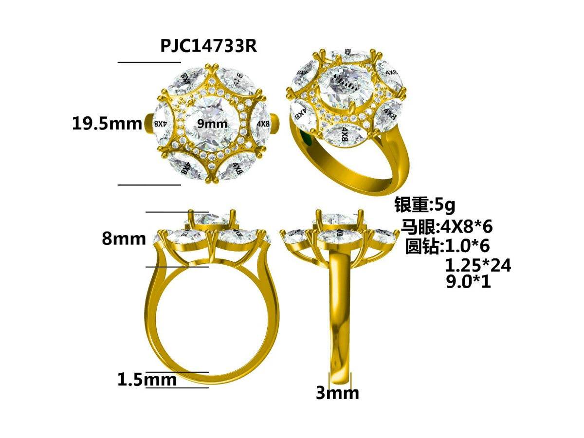 Sterling Silver Semi Mount Ring Setting Round RD Halo围镶mm - Syzjewelry