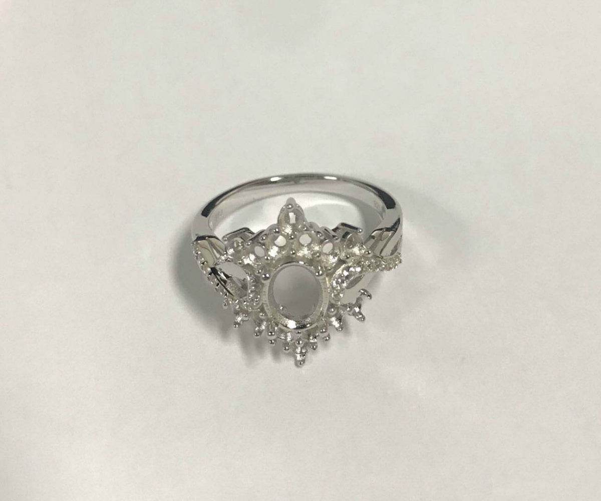 Sterling Silver Semi Mount Ring Setting Oval OV 8X6mm - Syzjewelry