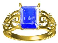 Sterling Silver Semi Mount Ring Setting Emerald OCT 9X7mm - Syzjewelry