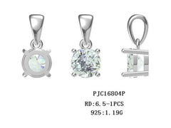 Sterling Silver Semi Mount Pendant Setting Round RD 6.5mm - Syzjewelry