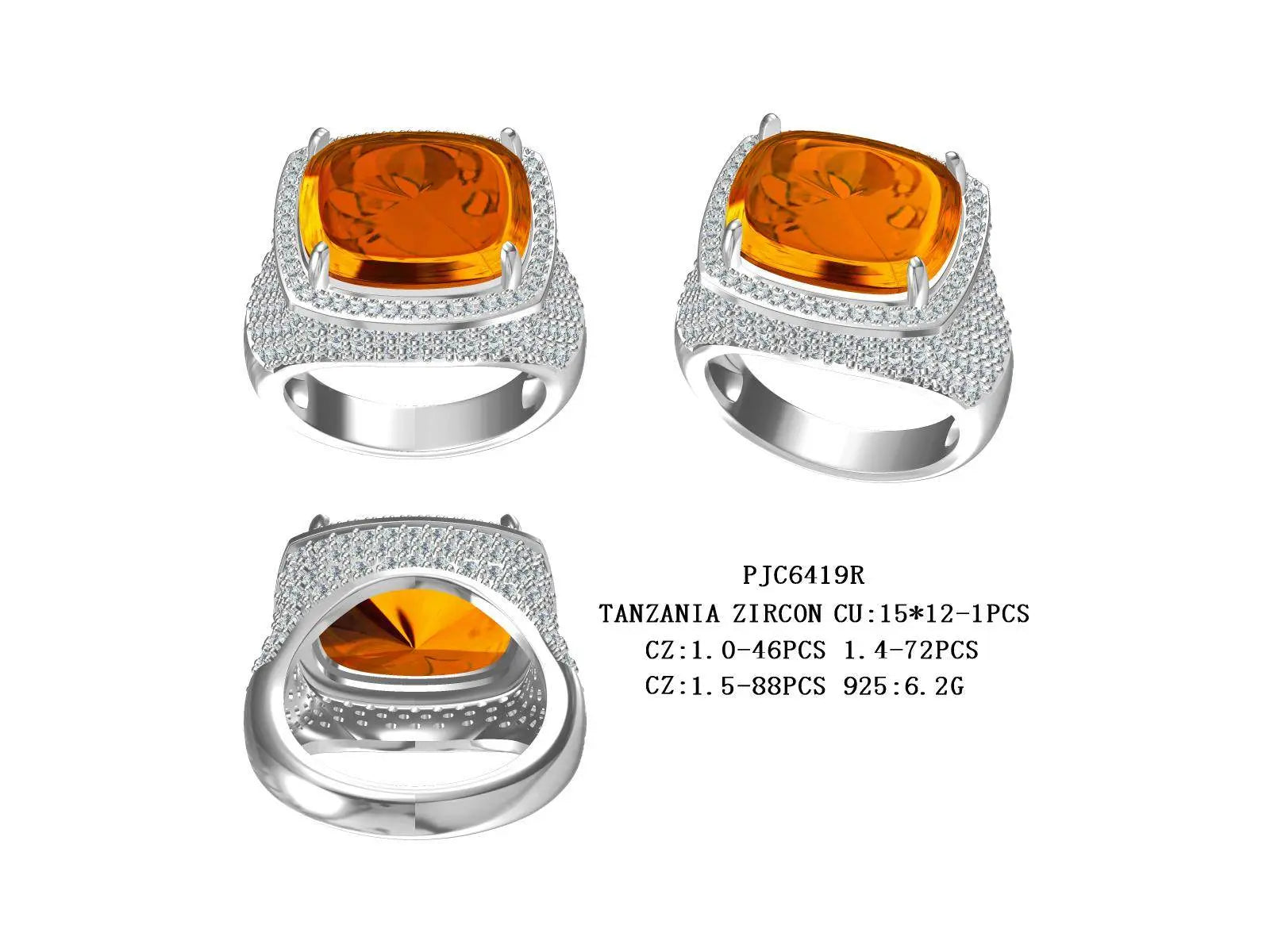 Sterling Silver Semi Mount Ring Setting Cushion CU 15X12mm - Syzjewelry