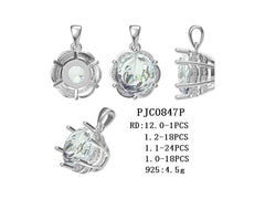 Sterling Silver Semi Mount Pendant Setting Round RD 12x2mm - Syzjewelry