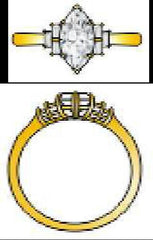 Sterling Silver Semi Mount Ring Setting Marquise MQ 9X4.5mm - Syzjewelry