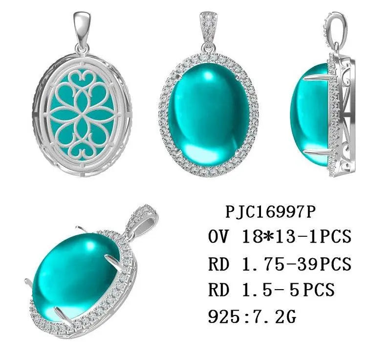 Sterling Silver Semi Mount Pendant Setting Oval OV 23X18mm - Syzjewelry
